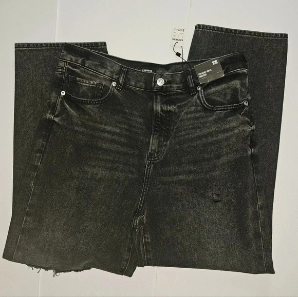 High Waisted Black Ripped Straight Ankle Jeans - Picture 5 of 9